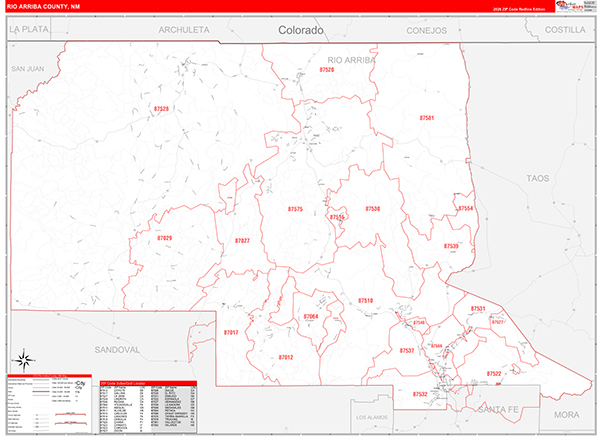 Rio Arriba County, NM Zip Code Map